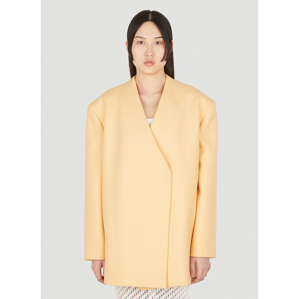 Jil Sander Oversized Collarless Wool Blazer Jacket Size 40 NWT